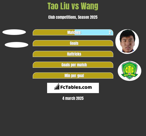 Tao Liu vs Wang h2h player stats