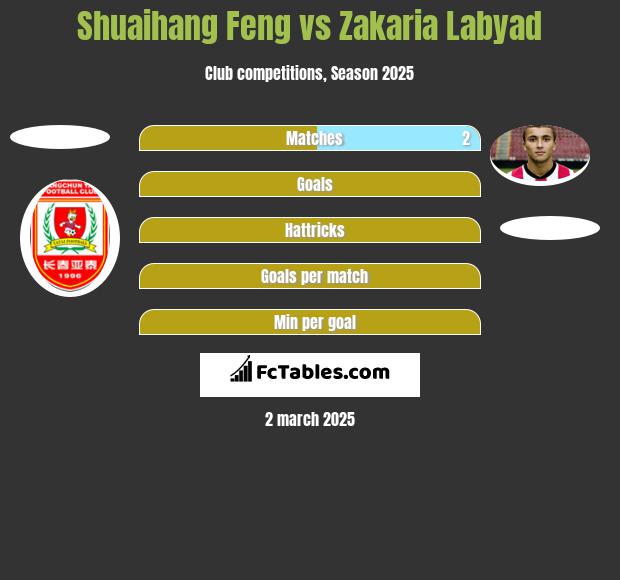 Shuaihang Feng vs Zakaria Labyad h2h player stats