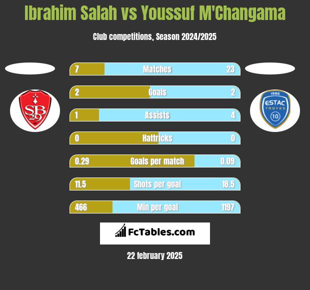 Ibrahim Salah vs Youssuf M'Changama h2h player stats