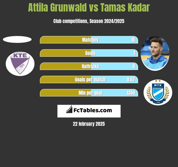 Attila Grunwald vs Tamas Kadar h2h player stats