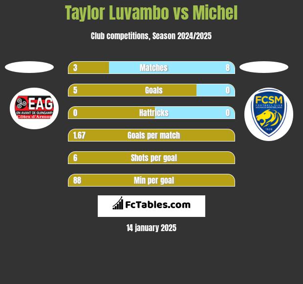 Taylor Luvambo vs Michel h2h player stats