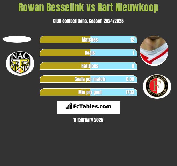 Rowan Besselink vs Bart Nieuwkoop h2h player stats