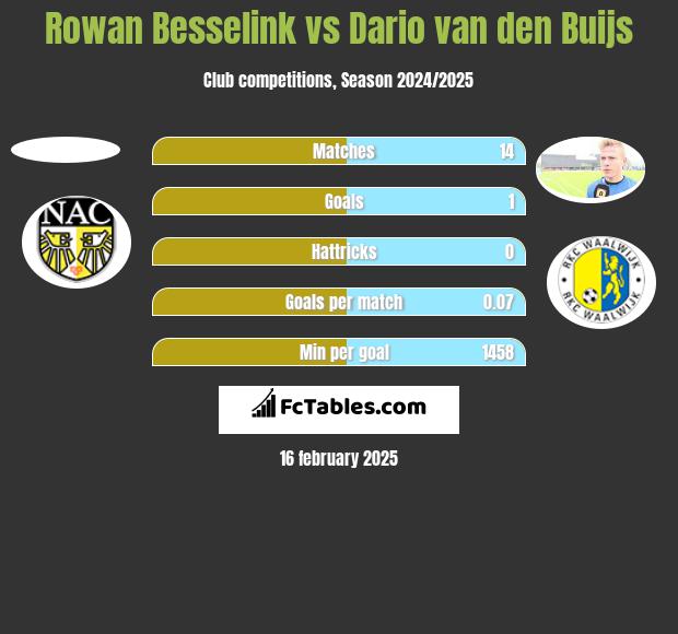 Rowan Besselink vs Dario van den Buijs h2h player stats