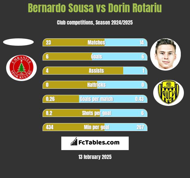 Bernardo Sousa vs Dorin Rotariu h2h player stats