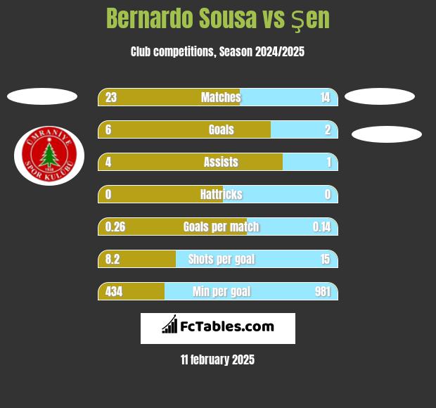 Bernardo Sousa vs Şen h2h player stats