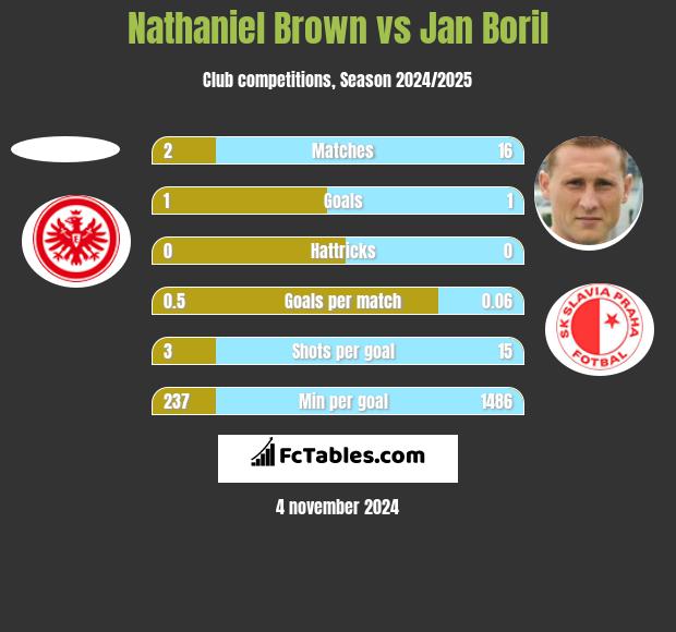 Nathaniel Brown vs Jan Boril h2h player stats