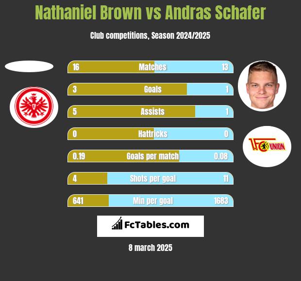 Nathaniel Brown vs Andras Schafer h2h player stats