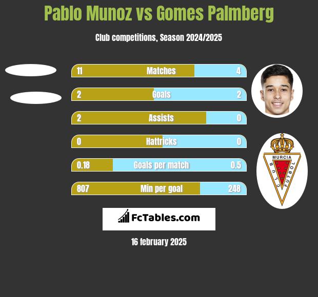 Pablo Munoz vs Gomes Palmberg h2h player stats