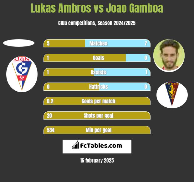 Lukas Ambros vs Joao Gamboa h2h player stats