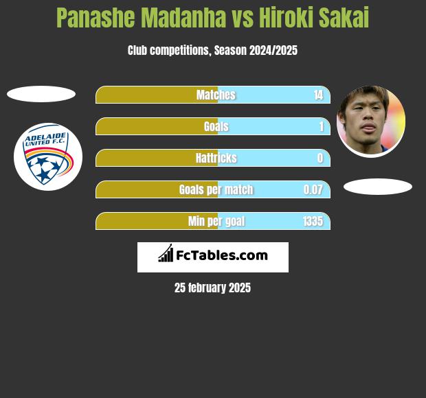 Panashe Madanha vs Hiroki Sakai h2h player stats