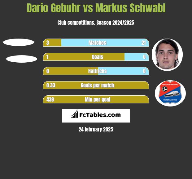 Dario Gebuhr vs Markus Schwabl h2h player stats