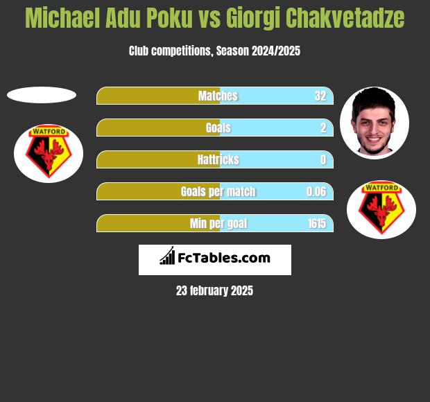 Michael Adu Poku vs Giorgi Chakvetadze h2h player stats