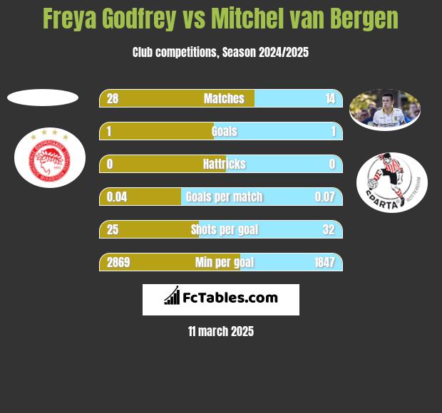 Freya Godfrey vs Mitchel van Bergen h2h player stats