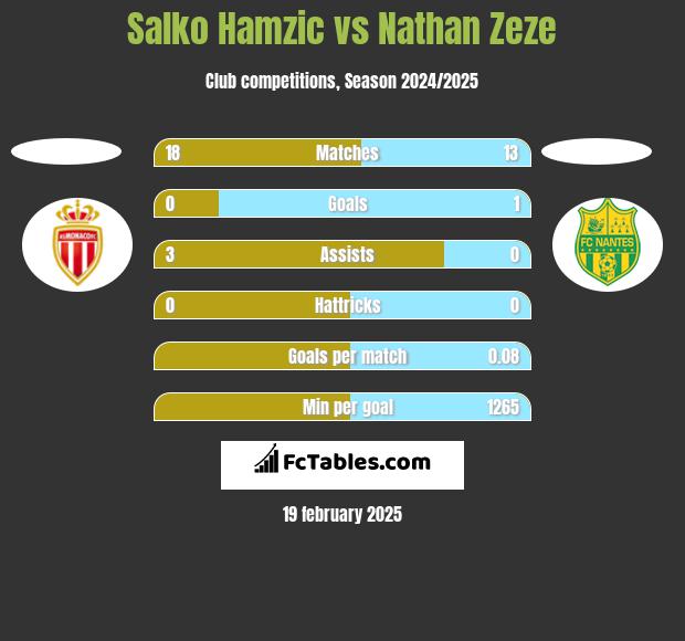 Salko Hamzic vs Nathan Zeze h2h player stats