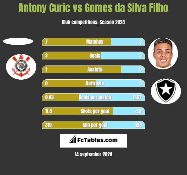 Antony Curic vs Gomes da Silva Filho h2h player stats