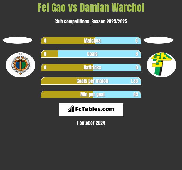 Fei Gao vs Damian Warchoł h2h player stats