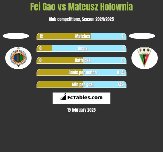 Fei Gao vs Mateusz Hołownia h2h player stats