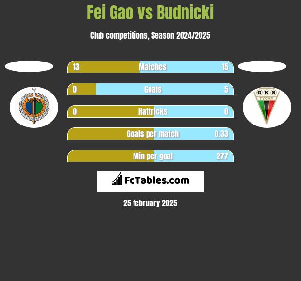 Fei Gao vs Budnicki h2h player stats