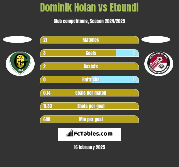 Dominik Holan vs Etoundi h2h player stats