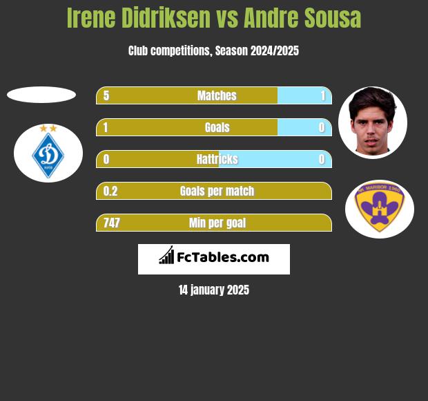 Irene Didriksen vs Andre Sousa h2h player stats