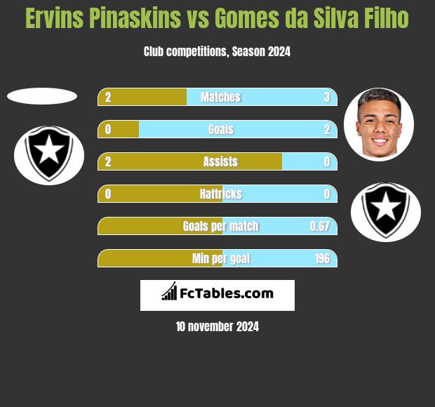 Ervins Pinaskins vs Gomes da Silva Filho h2h player stats