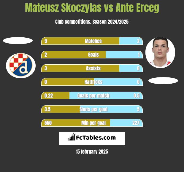 Mateusz Skoczylas vs Ante Erceg h2h player stats