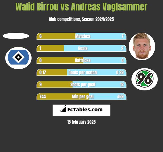 Walid Birrou vs Andreas Voglsammer h2h player stats