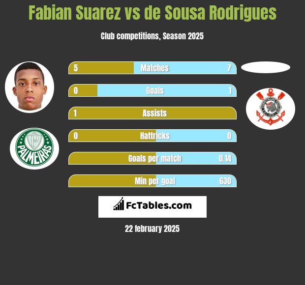 Fabian Suarez vs de Sousa Rodrigues h2h player stats