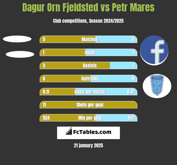 Dagur Orn Fjeldsted vs Petr Mares h2h player stats