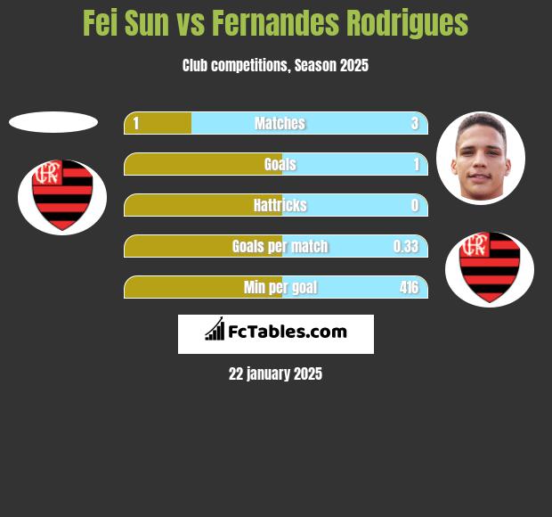 Fei Sun vs Fernandes Rodrigues h2h player stats