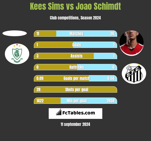 Kees Sims vs Joao Schimdt h2h player stats