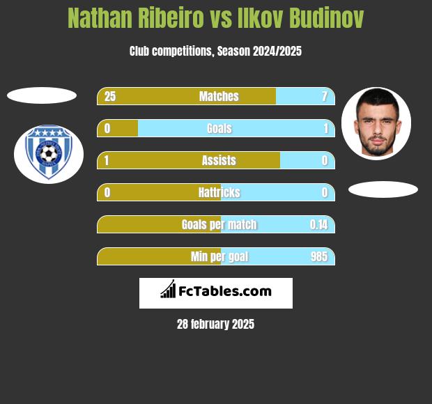 Nathan Ribeiro vs Ilkov Budinov h2h player stats