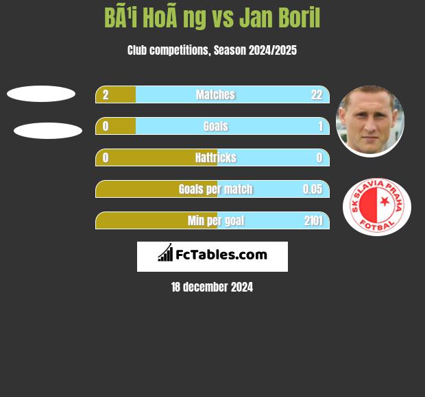 BÃ¹i HoÃ ng vs Jan Boril h2h player stats