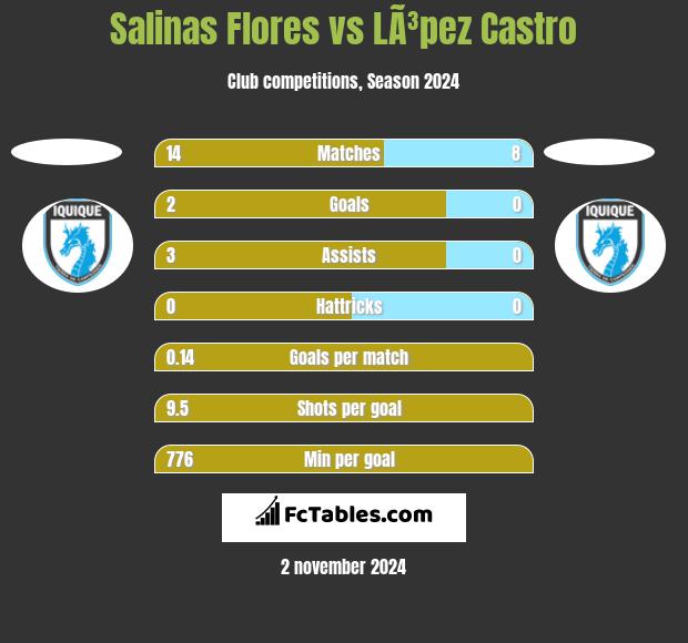 Salinas Flores vs LÃ³pez Castro h2h player stats