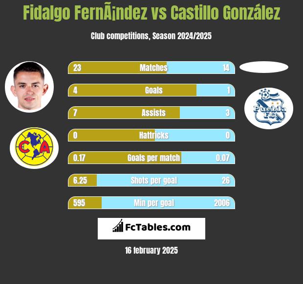 Fidalgo FernÃ¡ndez vs Castillo González h2h player stats