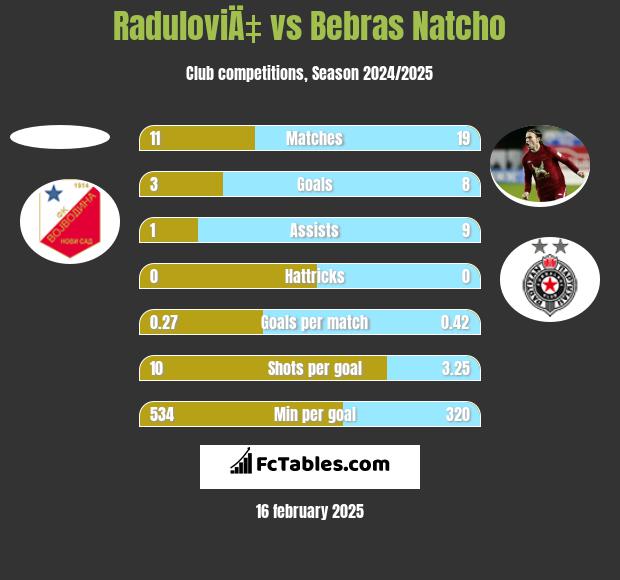 RaduloviÄ‡ vs Bebras Natcho h2h player stats