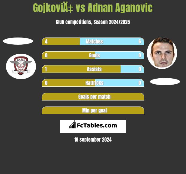 GojkoviÄ‡ vs Adnan Aganovic h2h player stats