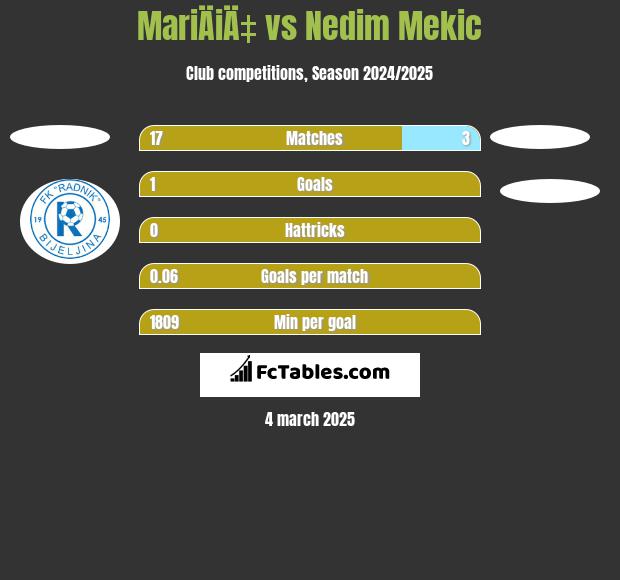 MariÄiÄ‡ vs Nedim Mekic h2h player stats