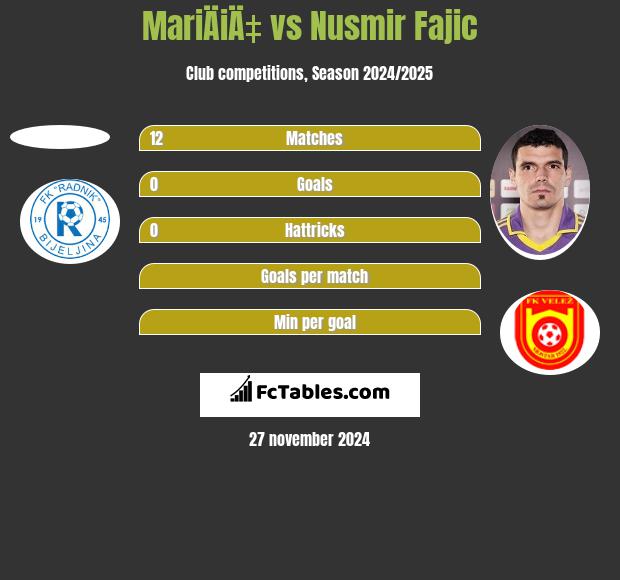 MariÄiÄ‡ vs Nusmir Fajic h2h player stats