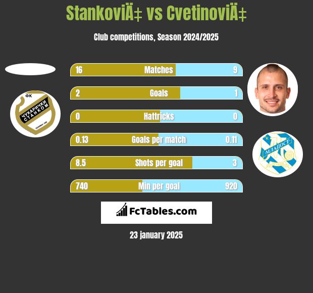 StankoviÄ‡ vs CvetinoviÄ‡ h2h player stats