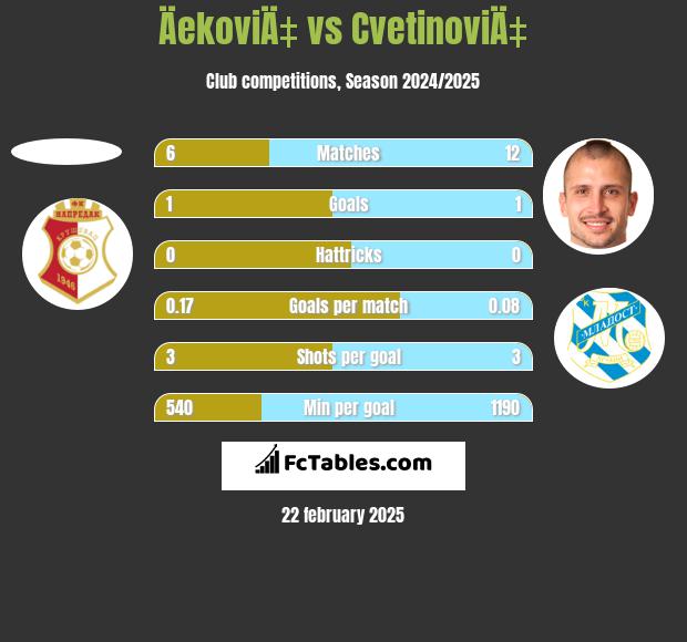 ÄekoviÄ‡ vs CvetinoviÄ‡ h2h player stats