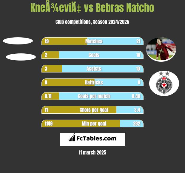 KneÅ¾eviÄ‡ vs Bebras Natcho h2h player stats