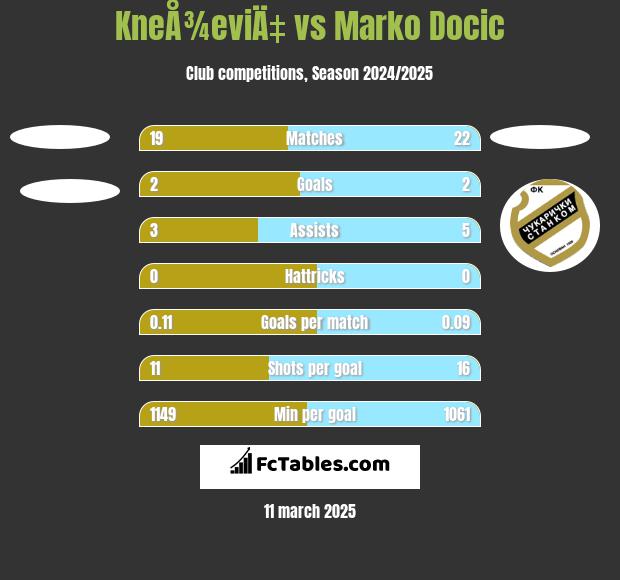 KneÅ¾eviÄ‡ vs Marko Docic h2h player stats