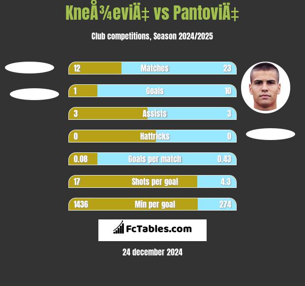 KneÅ¾eviÄ‡ vs PantoviÄ‡ h2h player stats