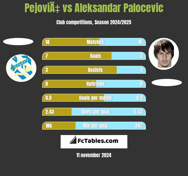 PejoviÄ‡ vs Aleksandar Palocevic h2h player stats