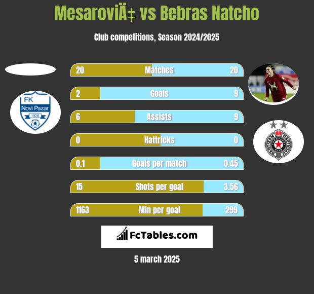 MesaroviÄ‡ vs Bebras Natcho h2h player stats