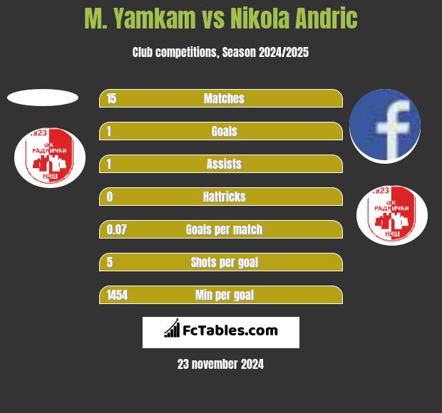 M. Yamkam vs Nikola Andric h2h player stats