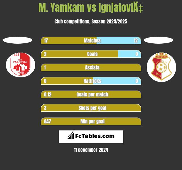 M. Yamkam vs IgnjatoviÄ‡ h2h player stats