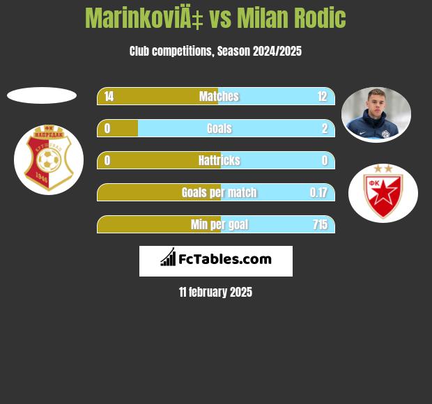 MarinkoviÄ‡ vs Milan Rodic h2h player stats