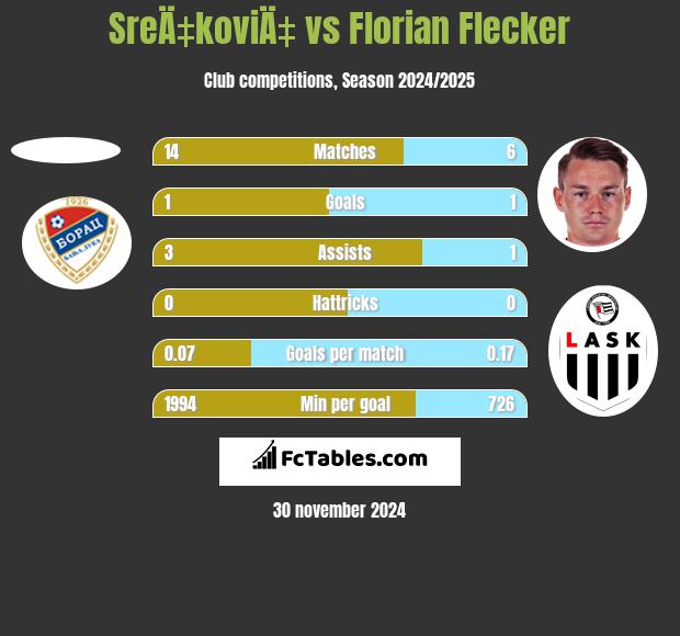 SreÄ‡koviÄ‡ vs Florian Flecker h2h player stats